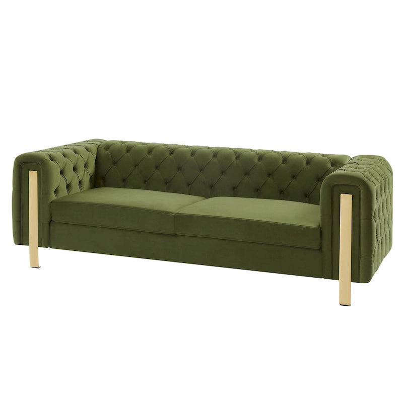 Modern Glam Tufted Velvet 3-Seater Sofa