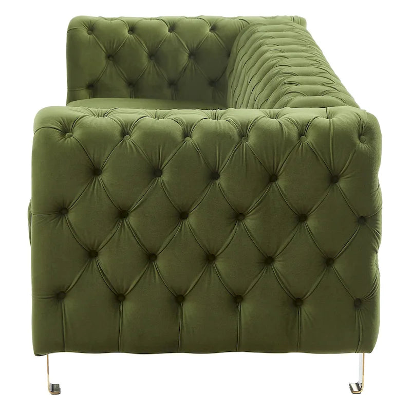 Modern Glam Tufted Velvet 3-Seater Sofa