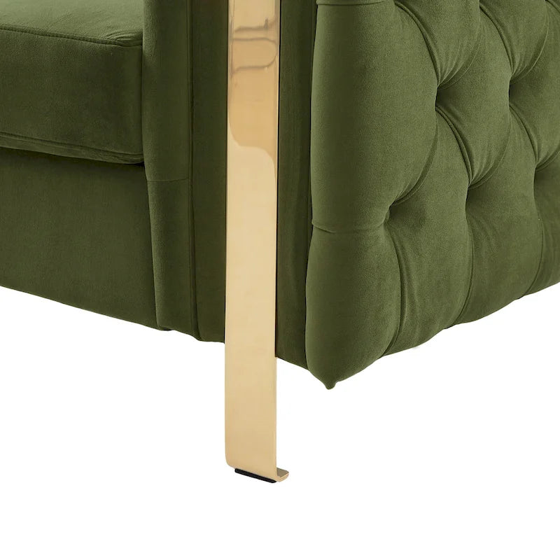 Modern Glam Tufted Velvet 3-Seater Sofa