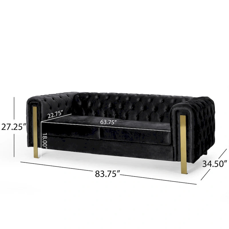 Modern Glam Tufted Velvet 3-Seater Sofa