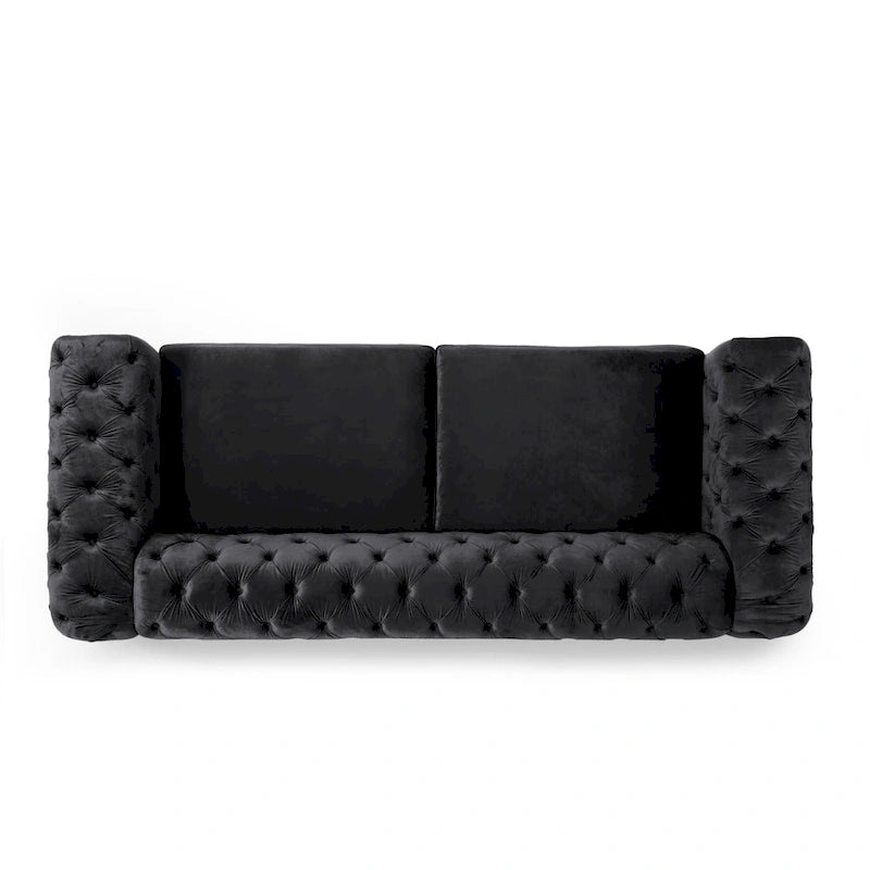 Modern Glam Tufted Velvet 3-Seater Sofa