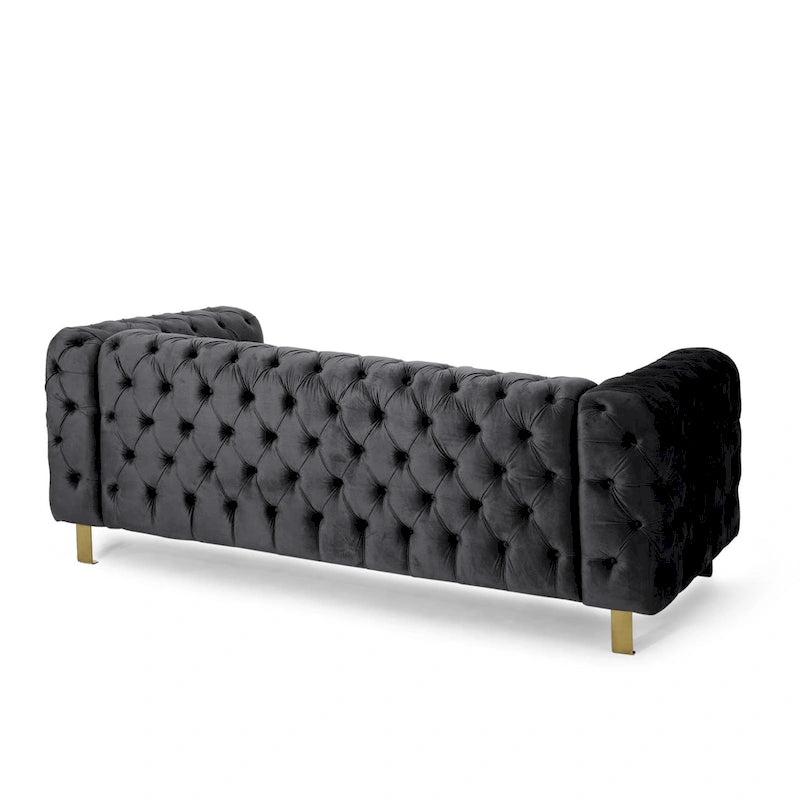 Modern Glam Tufted Velvet 3-Seater Sofa