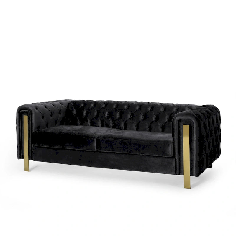 Modern Glam Tufted Velvet 3-Seater Sofa