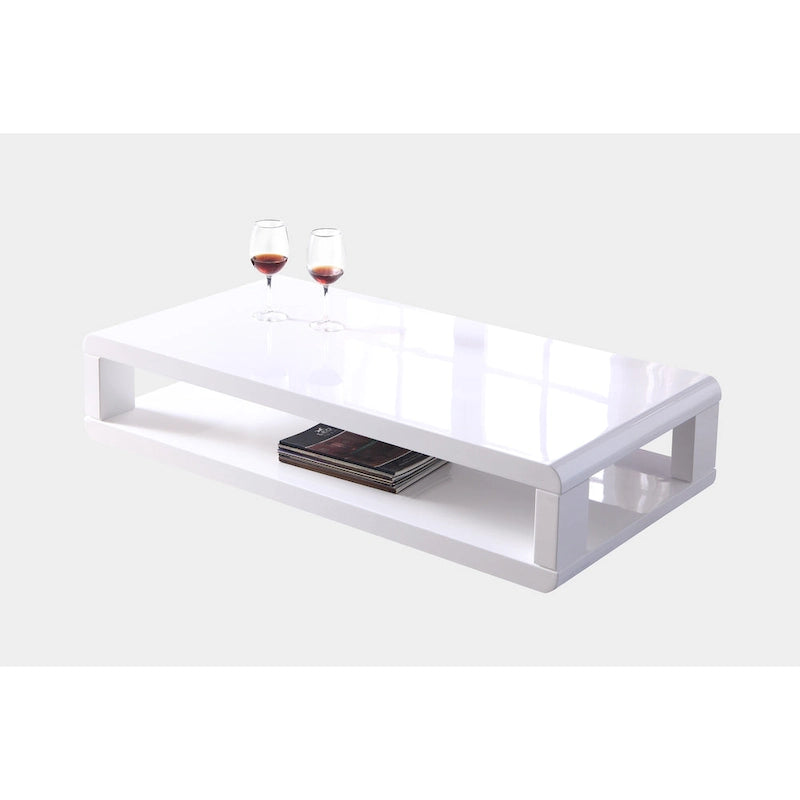 48" Modern Euro White Lacquered High Gloss Coffee Table