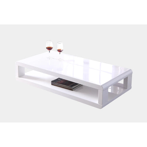 48" Modern Euro White Lacquered High Gloss Coffee Table