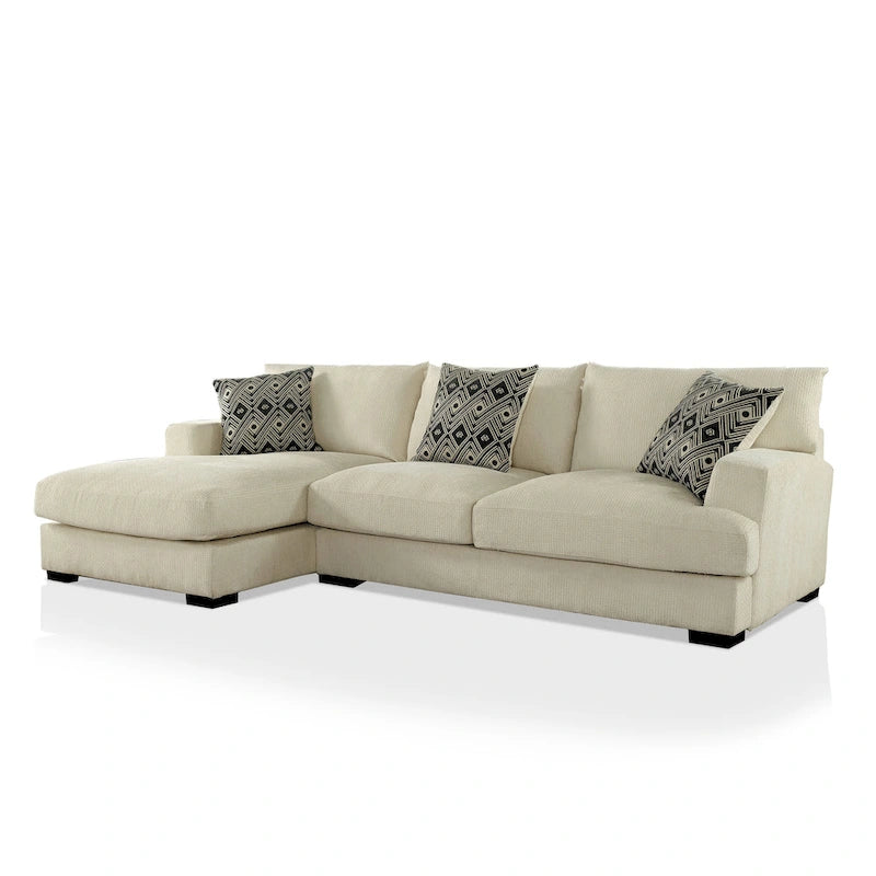 Contemporary Chenille Cushioned L-Shaped Sectional
