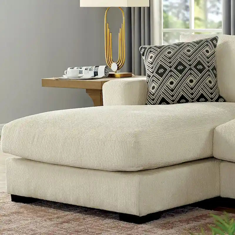 Contemporary Chenille Cushioned L-Shaped Sectional