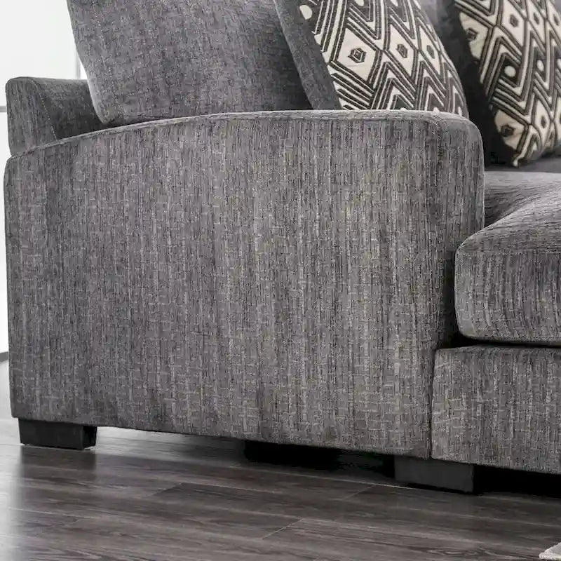 Contemporary Chenille Cushioned L-Shaped Sectional