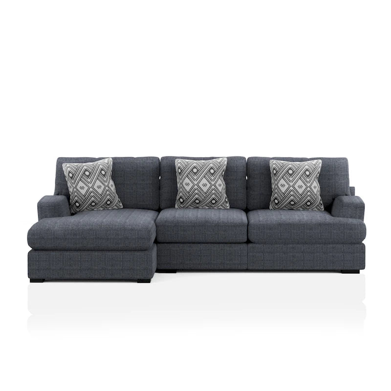 Contemporary Chenille Cushioned L-Shaped Sectional