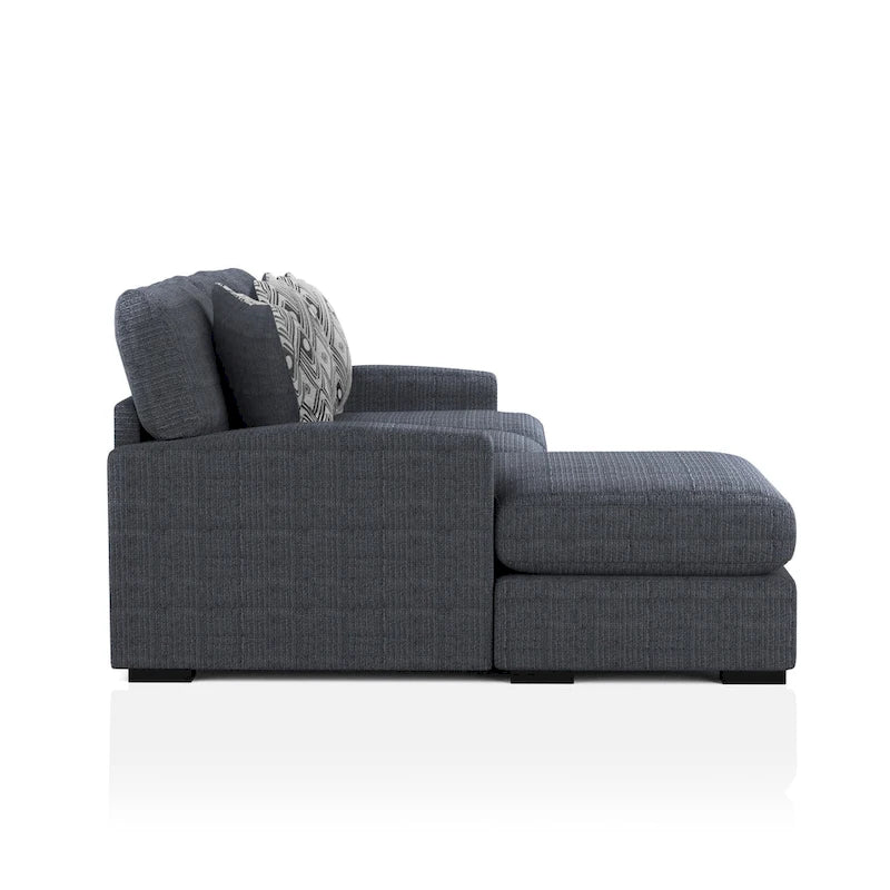Contemporary Chenille Cushioned L-Shaped Sectional
