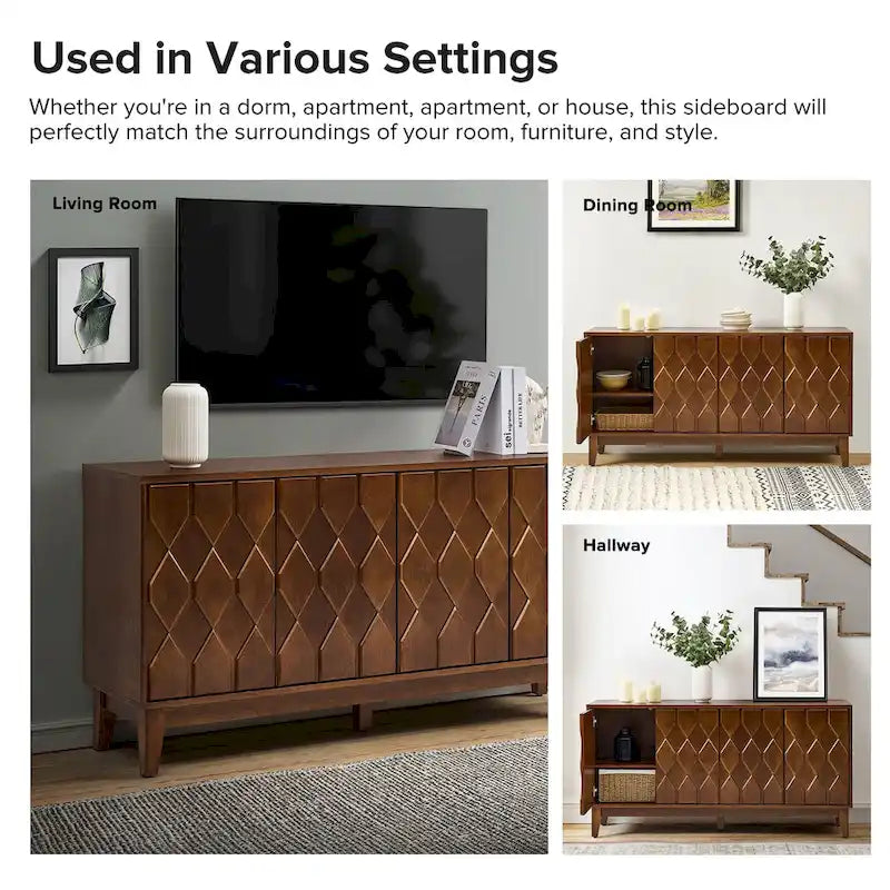 60" Modern Storage Sideboard with Adjustable Shelves