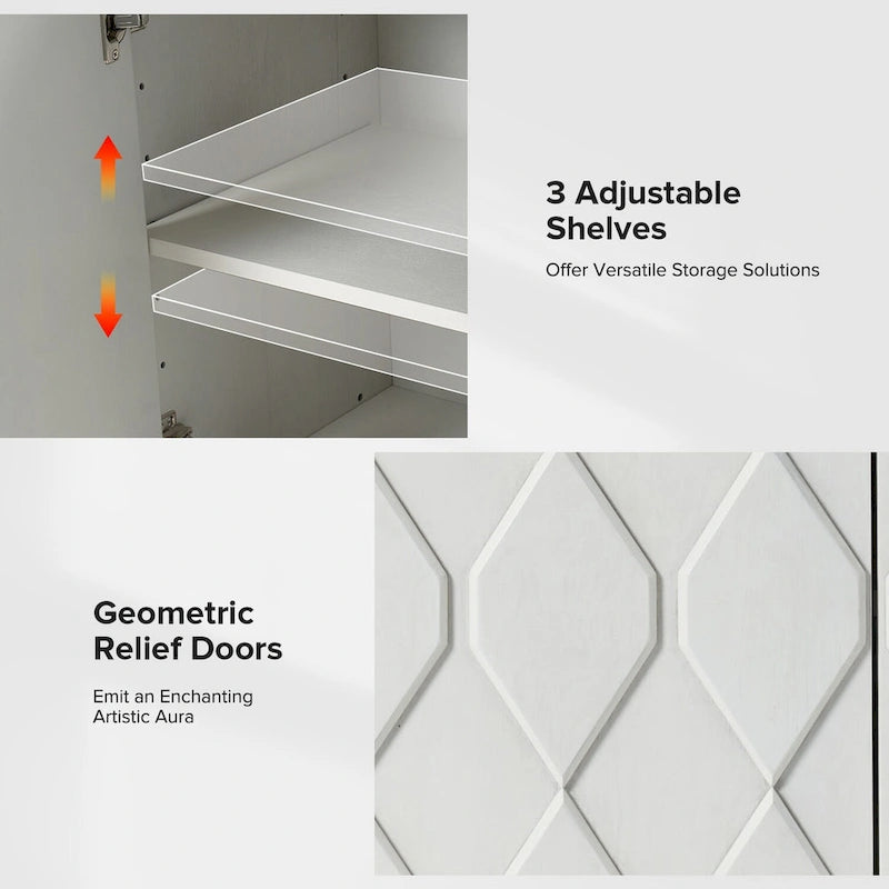 60" Modern Storage Sideboard with Adjustable Shelves