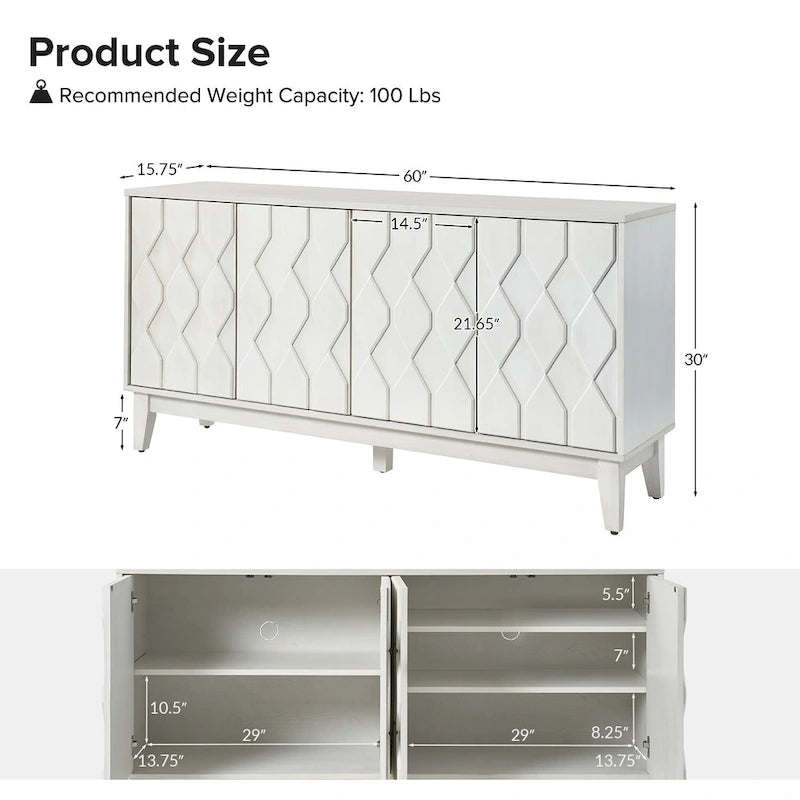 60" Modern Storage Sideboard with Adjustable Shelves