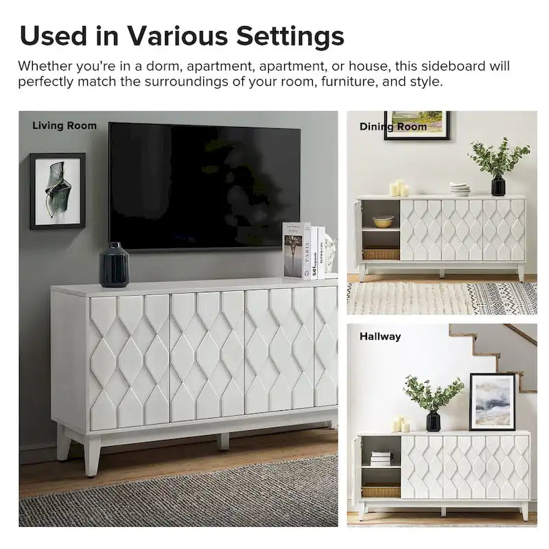 60" Modern Storage Sideboard with Adjustable Shelves