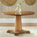 Round Pedestal Dining Table with Vintage Finish
