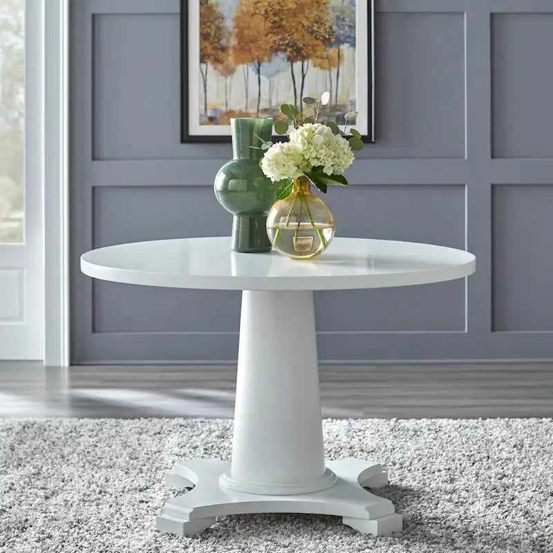 Round Pedestal Dining Table with Vintage Finish