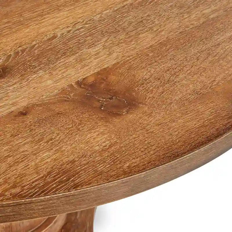 Round Pedestal Dining Table with Vintage Finish