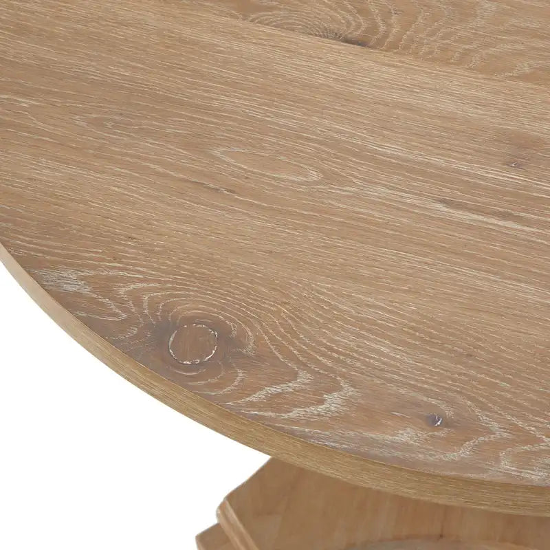 Round Pedestal Dining Table with Vintage Finish