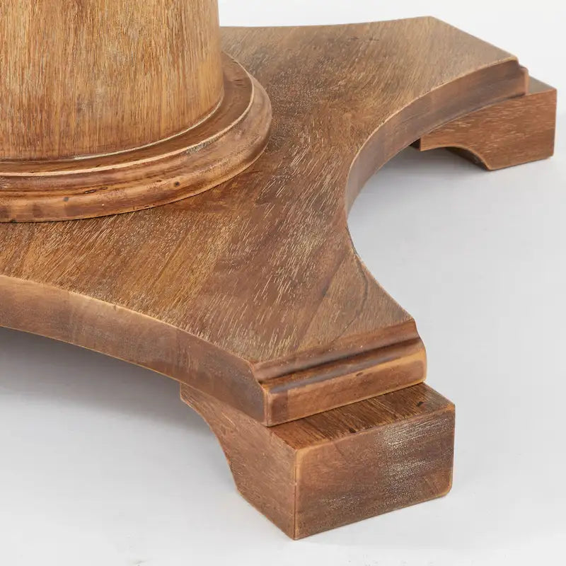 Round Pedestal Dining Table with Vintage Finish