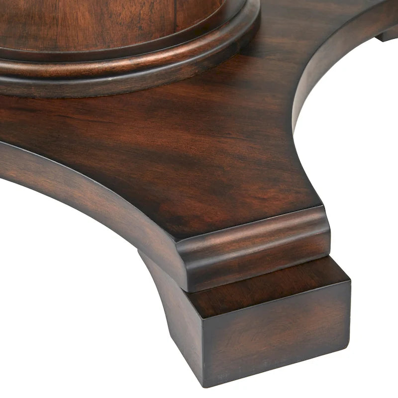 Round Pedestal Dining Table with Vintage Finish