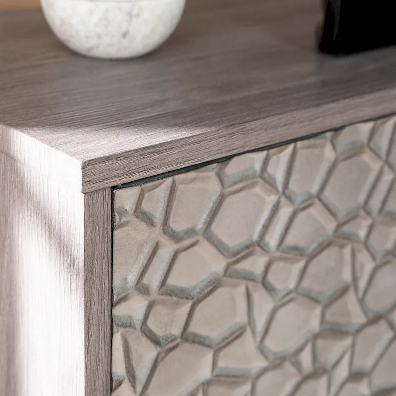 Contemporary Gray Wood Electric Fireplace with Media Storage