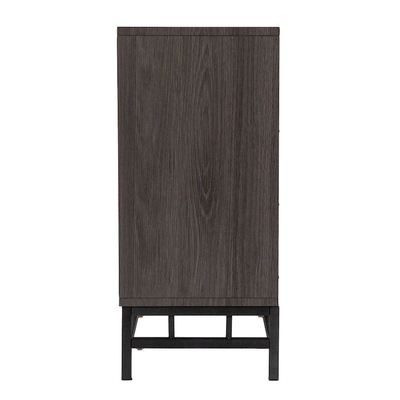 Contemporary Gray Wood Electric Fireplace with Media Storage