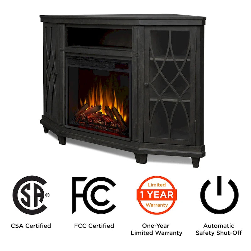 56" TV Stand Electric Fireplace in Gray