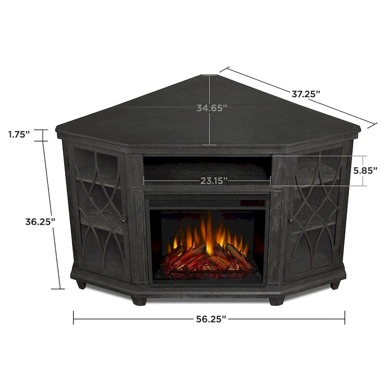 56" TV Stand Electric Fireplace in Gray