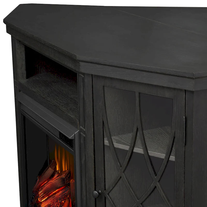 56" TV Stand Electric Fireplace in Gray