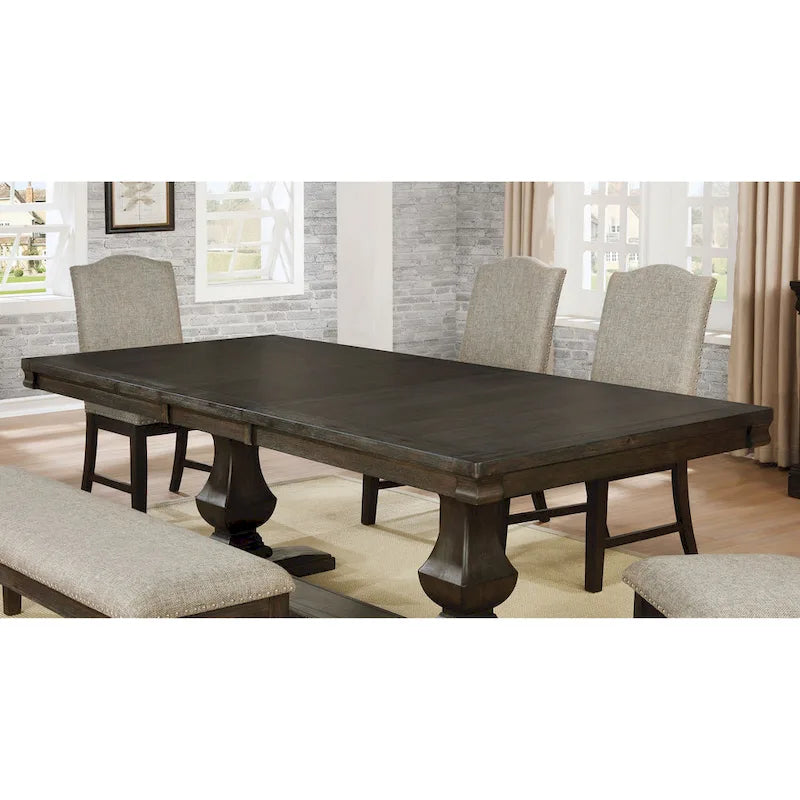 Transitional Espresso Wood 7-Piece Dining Set
