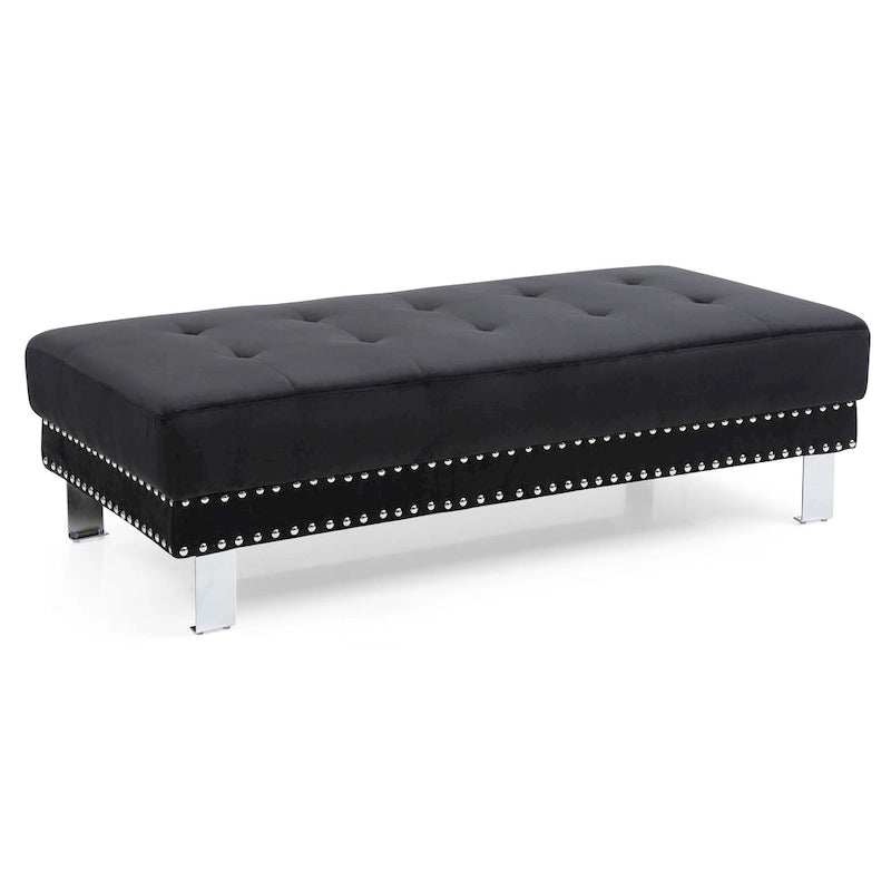 Oversized Velvet Ottoman with Nailhead Accents