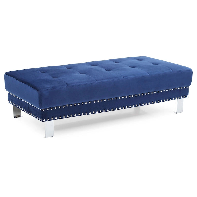 Oversized Velvet Ottoman with Nailhead Accents