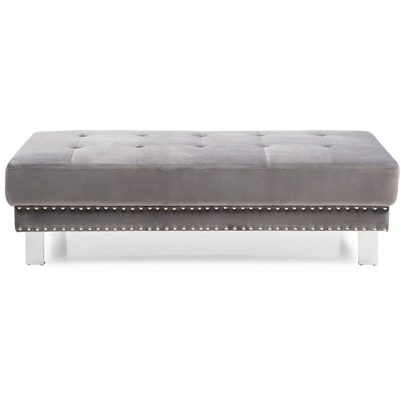 Oversized Velvet Ottoman with Nailhead Accents