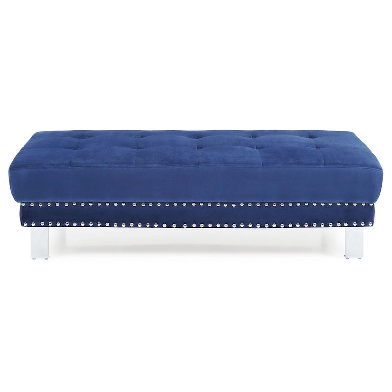 Oversized Velvet Ottoman with Nailhead Accents