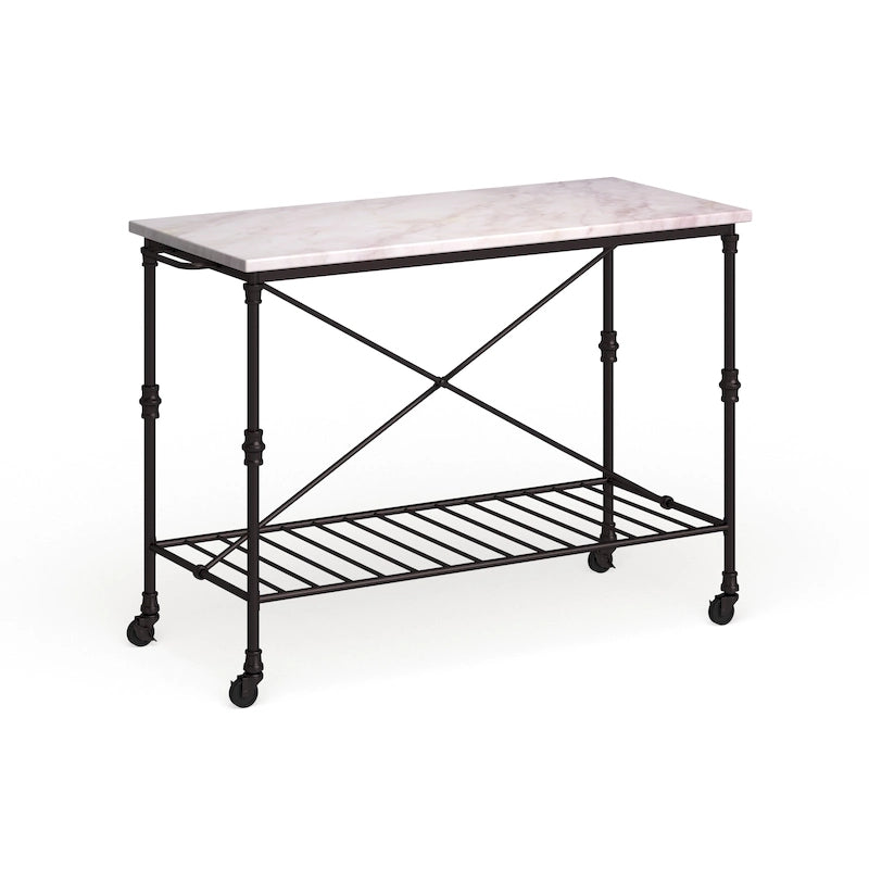 Black Faux Marble Rolling Kitchen Island