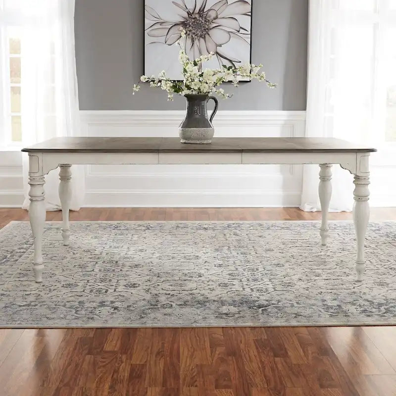 Antique White Weathered Bark Leg Table