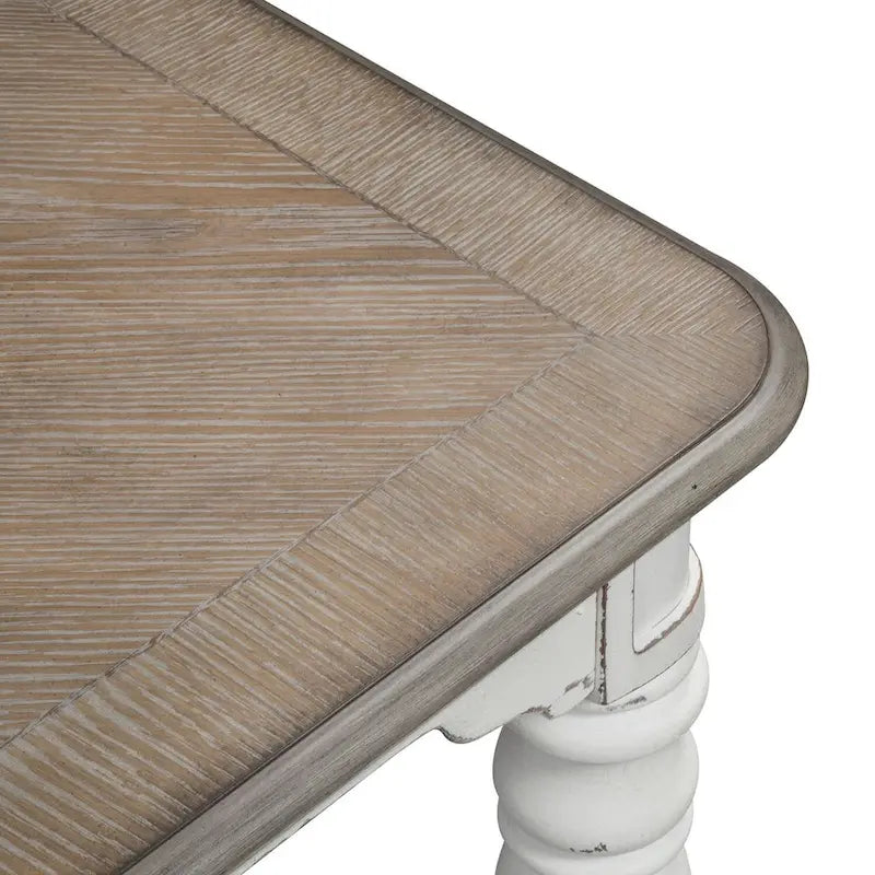 Antique White Weathered Bark Leg Table