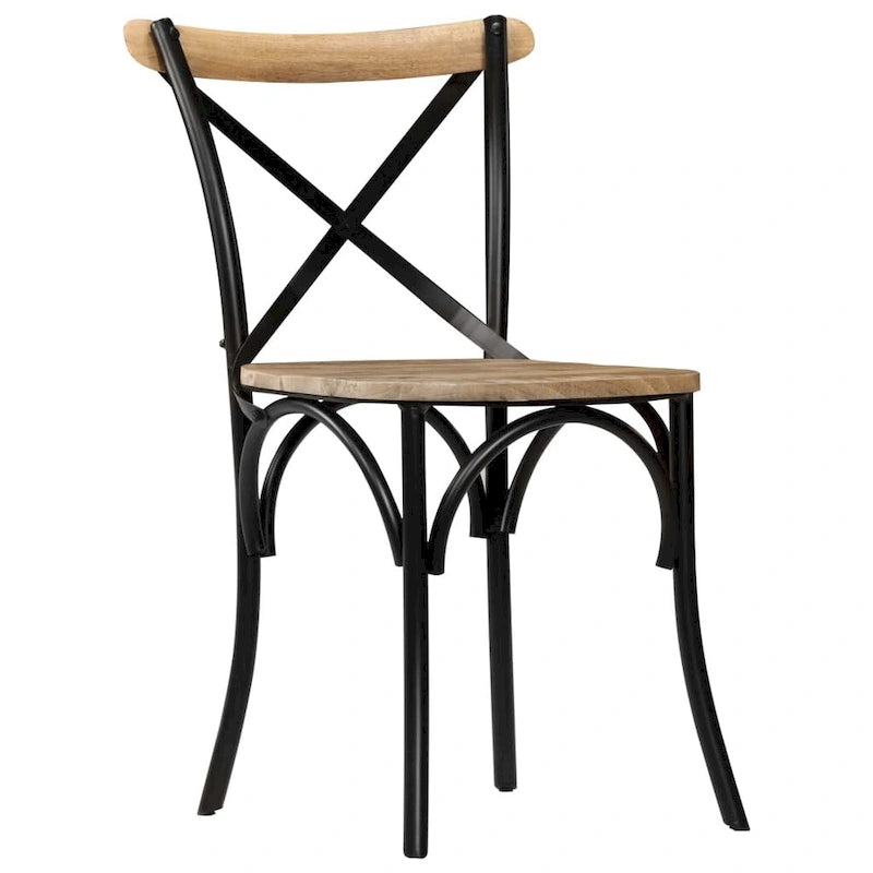 Cross Chairs 6-Piece Set, Black Solid Mango Wood - 20.1 x 20.5 x 33.1"