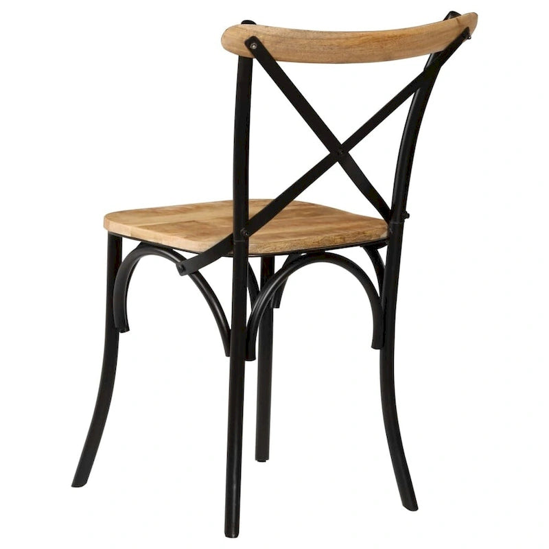 Cross Chairs 6-Piece Set, Black Solid Mango Wood - 20.1 x 20.5 x 33.1"