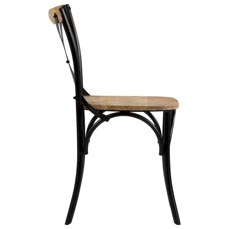 Cross Chairs 6-Piece Set, Black Solid Mango Wood - 20.1 x 20.5 x 33.1"