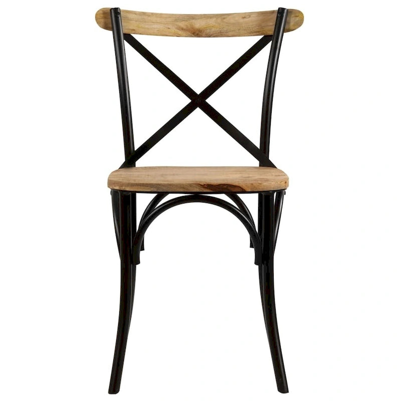 Cross Chairs 6-Piece Set, Black Solid Mango Wood - 20.1 x 20.5 x 33.1"