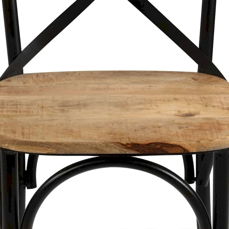 Cross Chairs 6-Piece Set, Black Solid Mango Wood - 20.1 x 20.5 x 33.1"