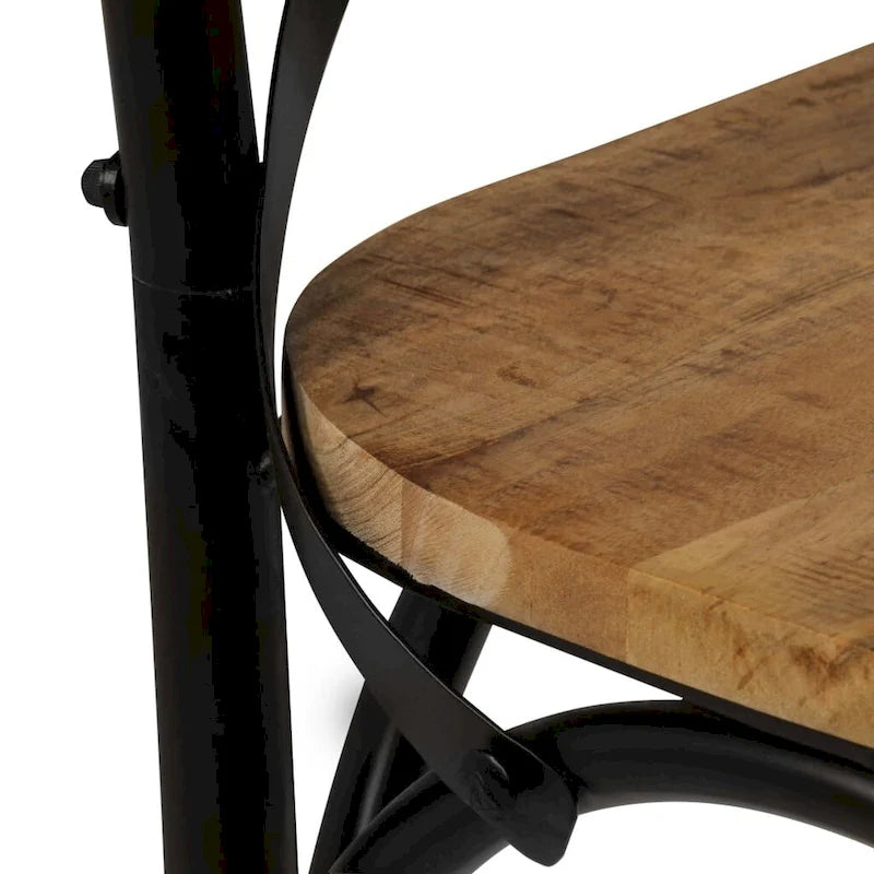 Cross Chairs 6-Piece Set, Black Solid Mango Wood - 20.1 x 20.5 x 33.1"