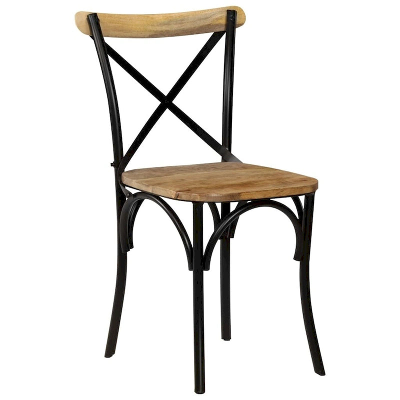 Cross Chairs 6-Piece Set, Black Solid Mango Wood - 20.1 x 20.5 x 33.1"