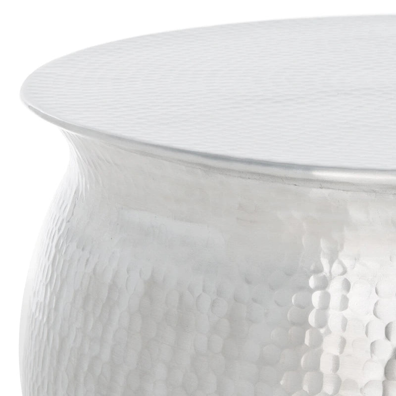 Silver Metal Table Stool - 24W x 24D x 17H