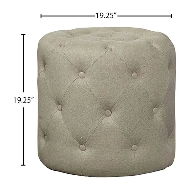Tufted Linen Foot Stool