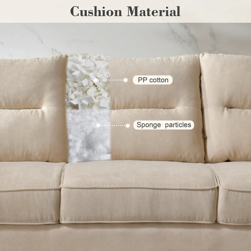 Mid-Century Modern Faux Leather Sofa with Wood Legs