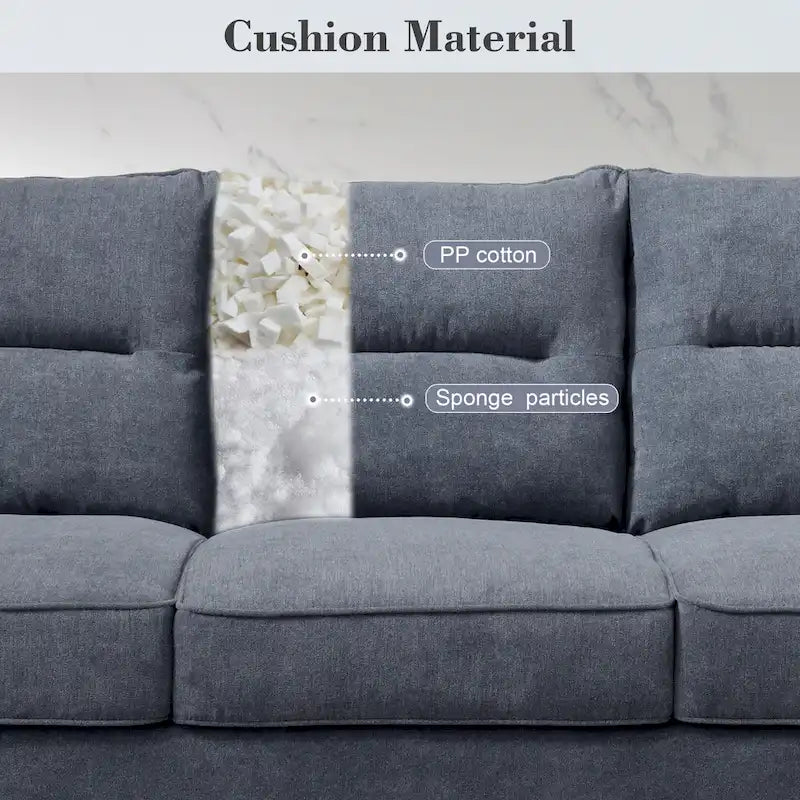Mid-Century Modern Faux Leather Sofa with Wood Legs