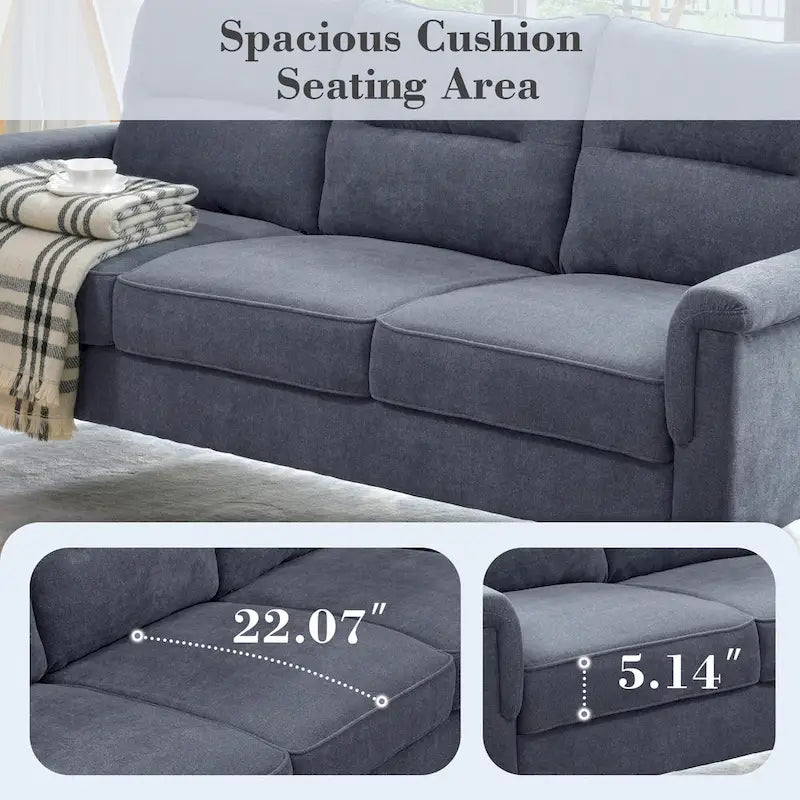 Mid-Century Modern Faux Leather Sofa with Wood Legs