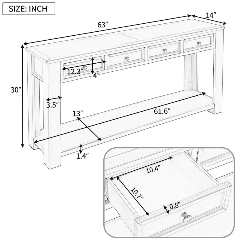 Sofa Table with Storage Drawers